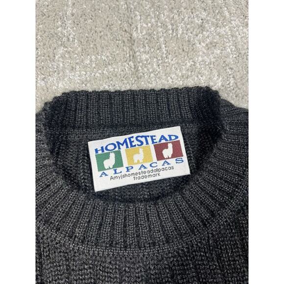 Homestead 100% Baby Alpaca Black Short Sleeve Thick Sweater Size L - Picture 2 of 5